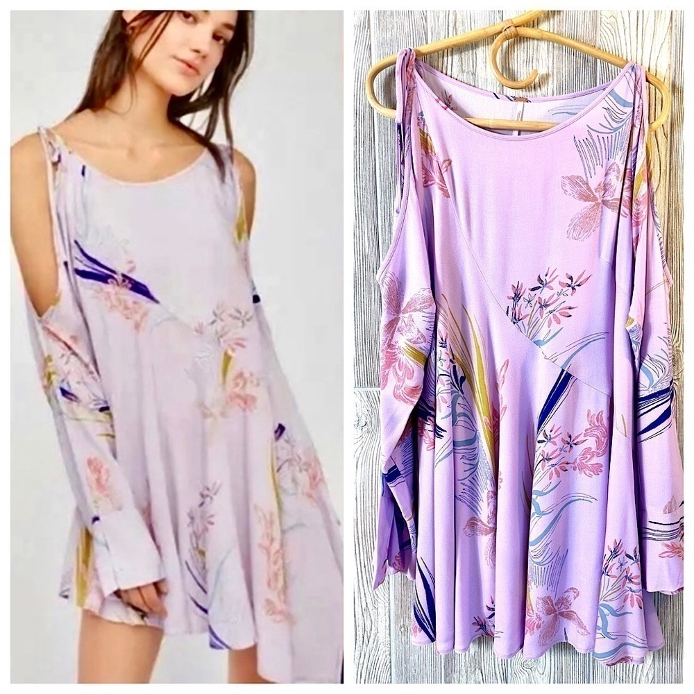 FREE PEOPLE Clear Skies Tunic Dress Cold Shoulders Flowy Boho Size XS